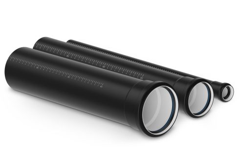 A product photo showing three Master3Plus soil and waste pipes on a white background | Pipelife