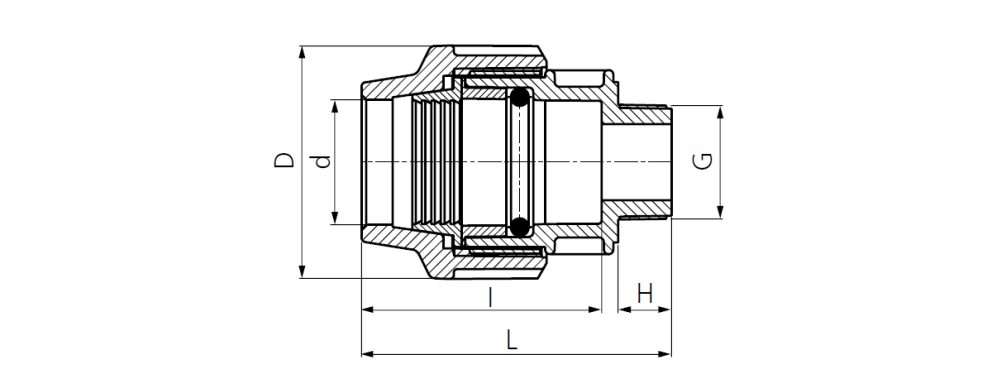 Drawing PE coupling male thread
