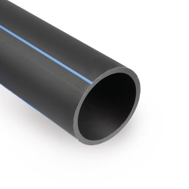 PE pressure pipe black with blue strip