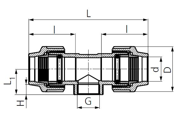Drawing PE branch with female thread
