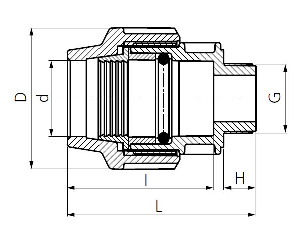 Drawing PE coupling male thread