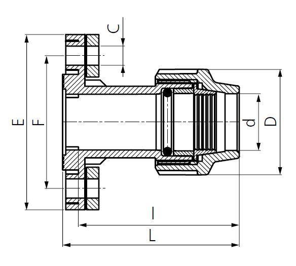 Drawing PE flange adaptor