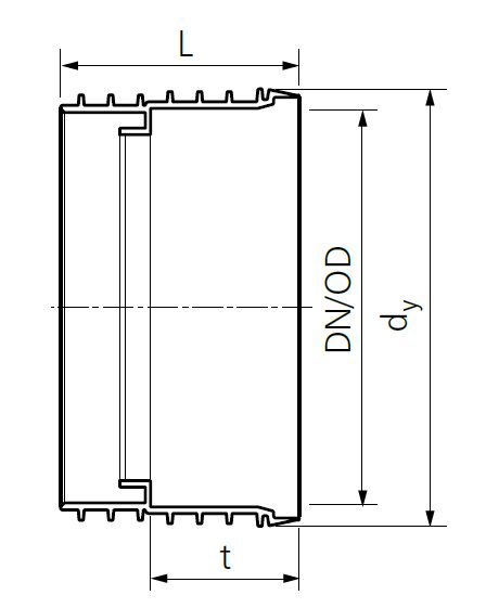 Drawing PP spin welded socket Pragma OD