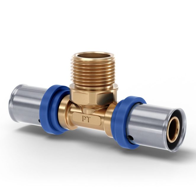 Brass press branch male thread