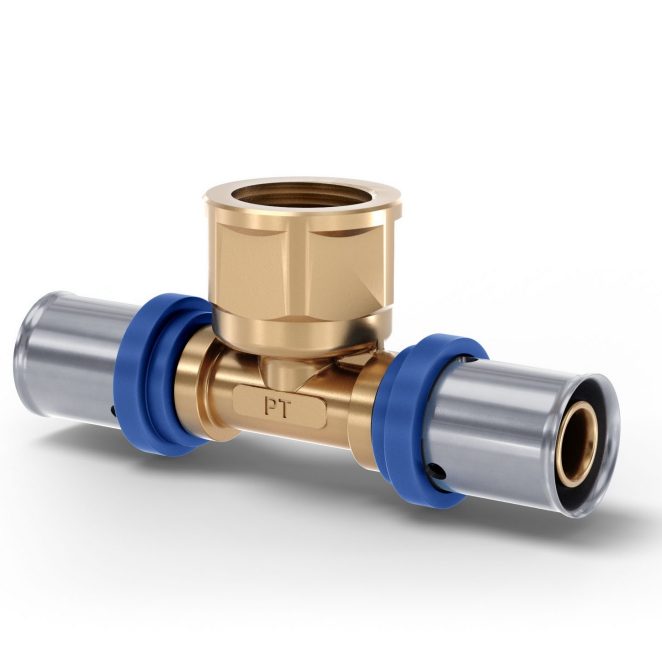 Brass press branch female thread
