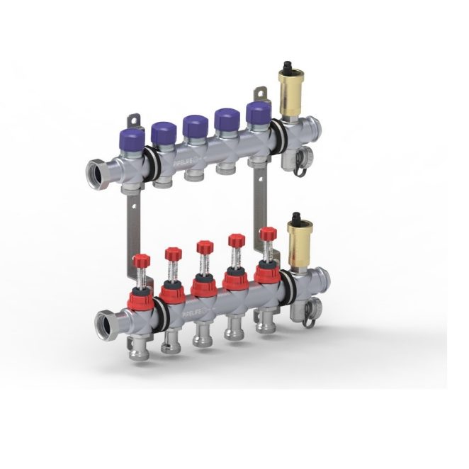 stainless steel manifold UFH type FBH-VL-RL, automatic air vent