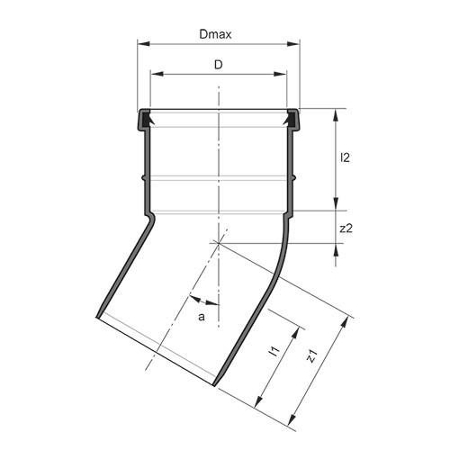 Measurement drawing bend 30gr 1 socket
