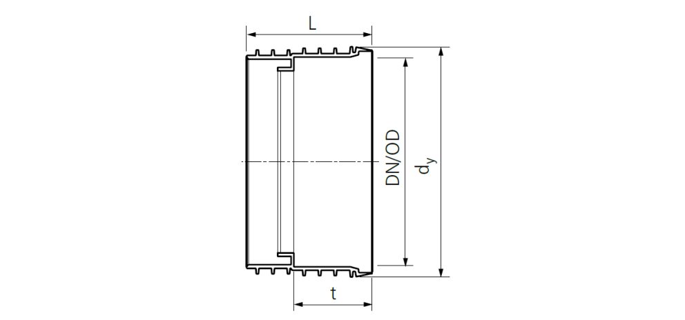 Drawing PP spin welded socket Pragma OD