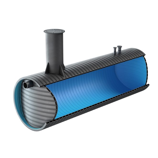 Zbiornik z polietylentu (PE-HD) posiadający wewnętrzną powłokę zawierającą jony srebra i miedzi